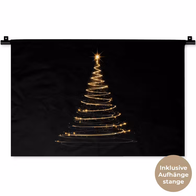 Magisch - Kerstboom - Lichtspiralen - Zwart Wandkleed katoen klein -t3d_DE