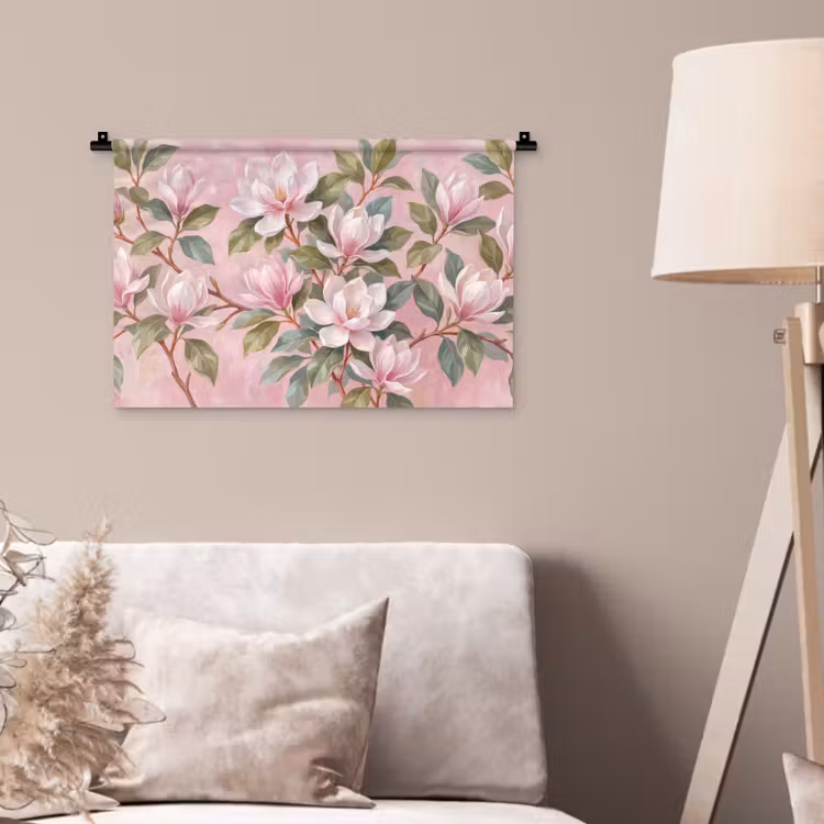 Magnolia's - Patroon - Roze Wandkleed katoen klein -sfeer4