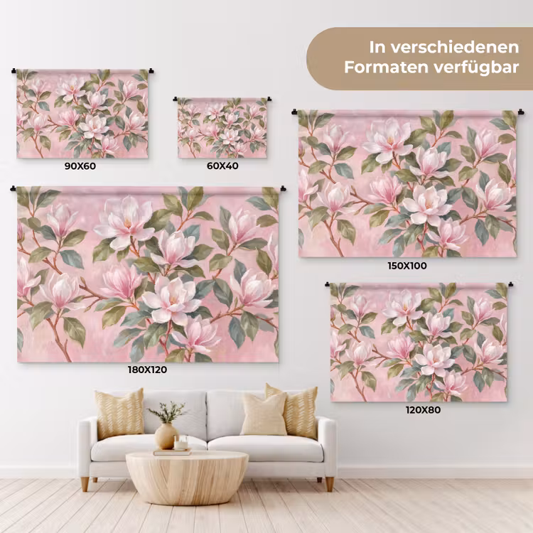 Magnolia's - Patroon - Roze Wandkleed katoen klein -tsfeer8_DE