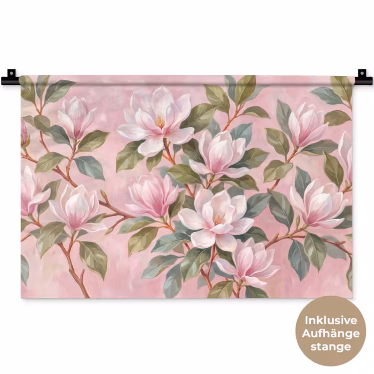 Magnolia's - Patroon - Roze Wandkleed katoen klein -t3d_DE