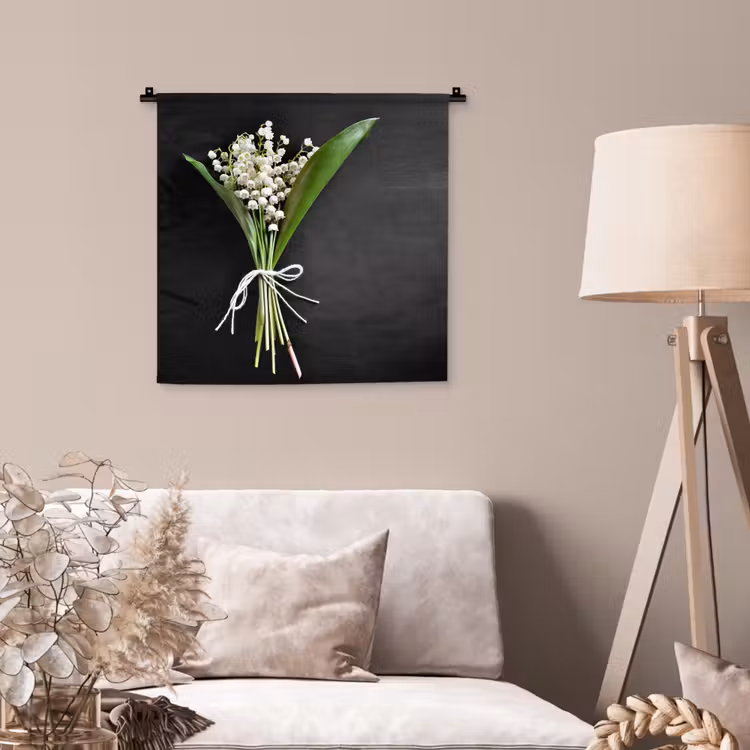 Lelietjes van dalen - Bloemen - Stilleven - Flora Wandkleed katoen klein -sfeer4