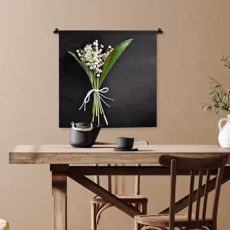 Lelietjes van dalen - Bloemen - Stilleven - Flora Wandkleed katoen klein -sfeer6