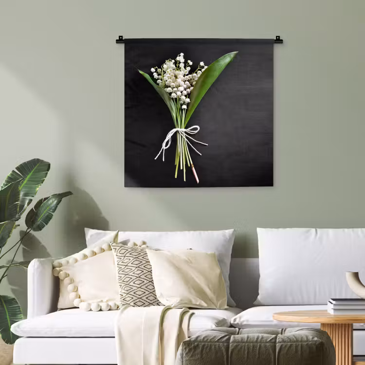 Lelietjes van dalen - Bloemen - Stilleven - Flora Wandkleed katoen klein -sfeer7