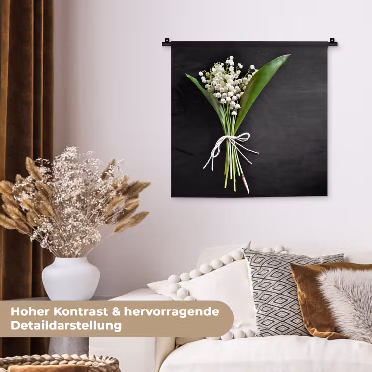 Lelietjes van dalen - Bloemen - Stilleven - Flora Wandkleed katoen klein -tsfeer1_DE