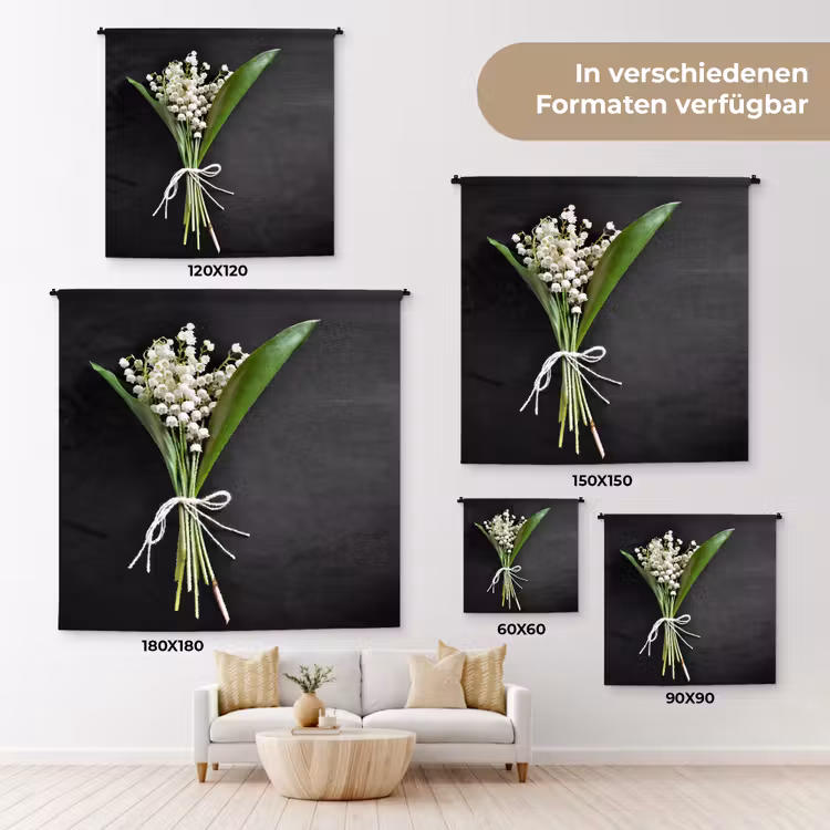 Lelietjes van dalen - Bloemen - Stilleven - Flora Wandkleed katoen klein -tsfeer8_DE