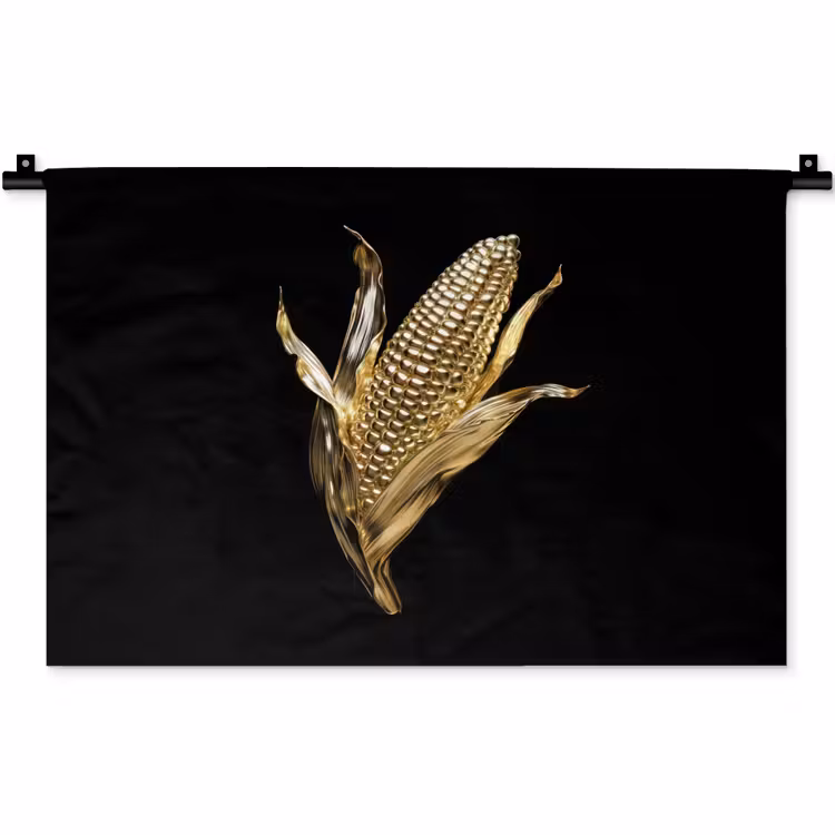 Mais - Eten - Goud - Zwart Wandkleed katoen klein -zz3d