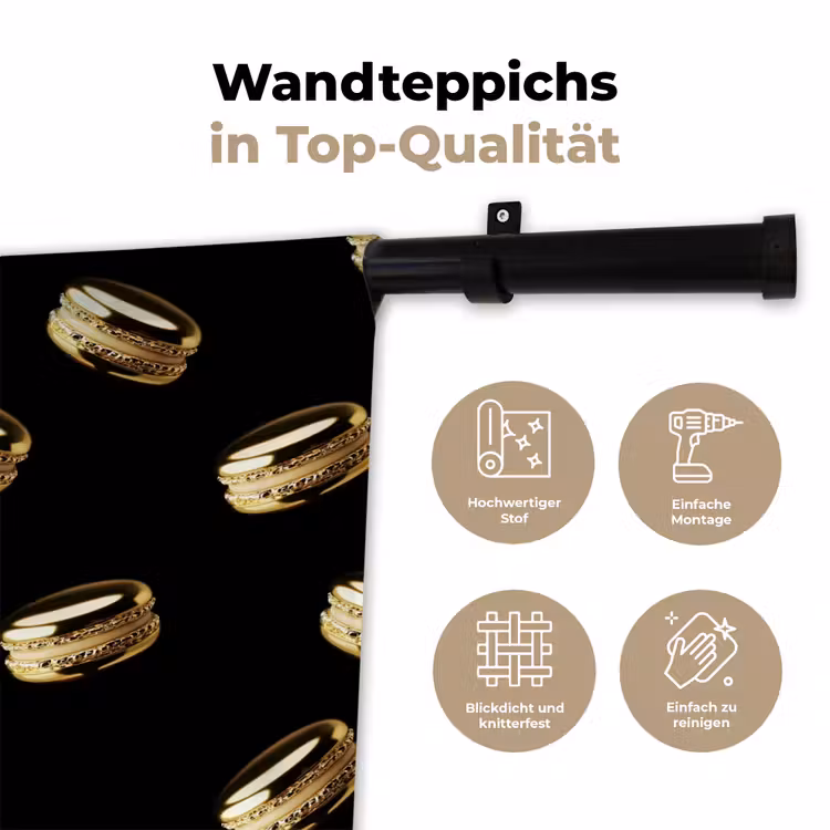 Macarons - Patroon - Goud - Zwart Wandkleed katoen klein -tsfeer2_DE