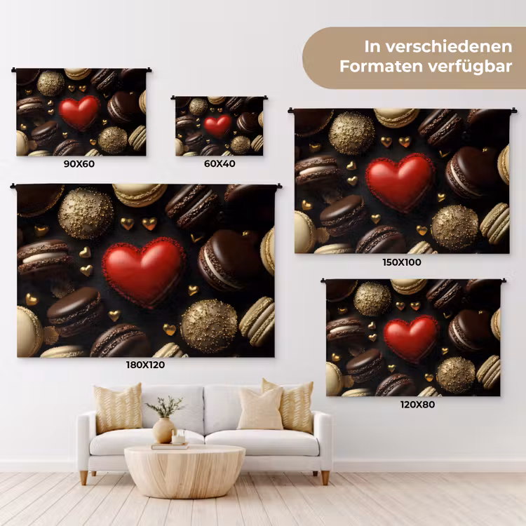 Macarons - Rood - Hart Wandkleed katoen klein -tsfeer8_DE