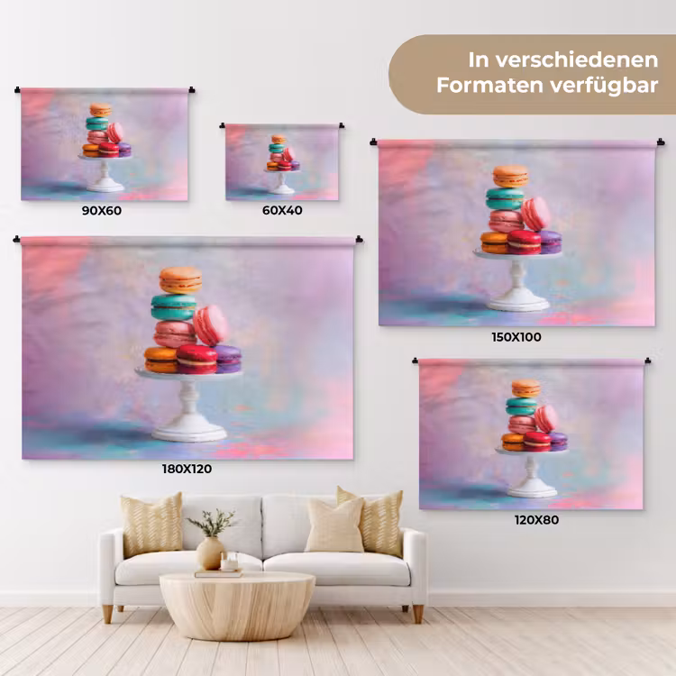 Macarons - Schaal - Pastel - Kleurrijk Wandkleed katoen klein -tsfeer8_DE