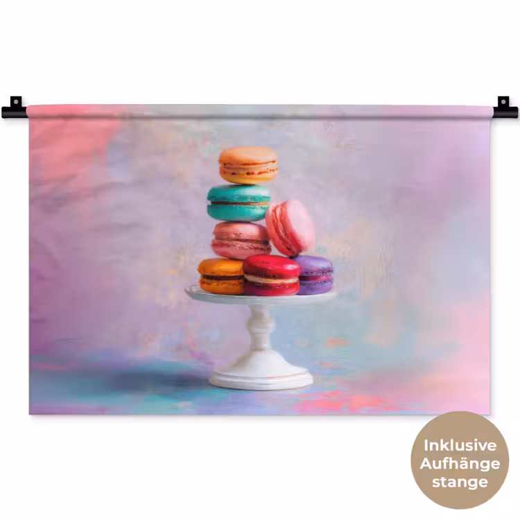 Macarons - Schaal - Pastel - Kleurrijk Wandkleed katoen klein -t3d_DE