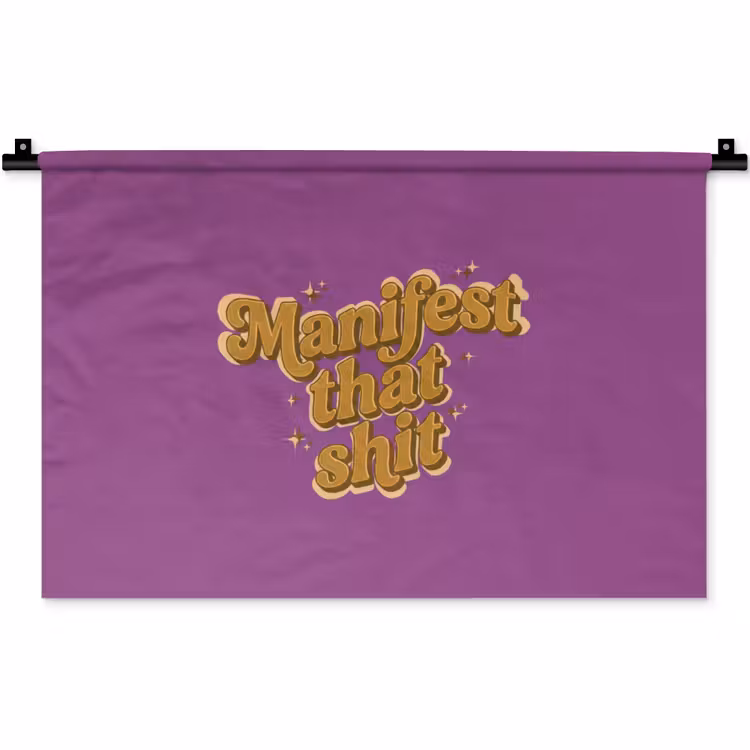 Manifest that shit - Paars - Glitter Wandkleed katoen klein -zz3d