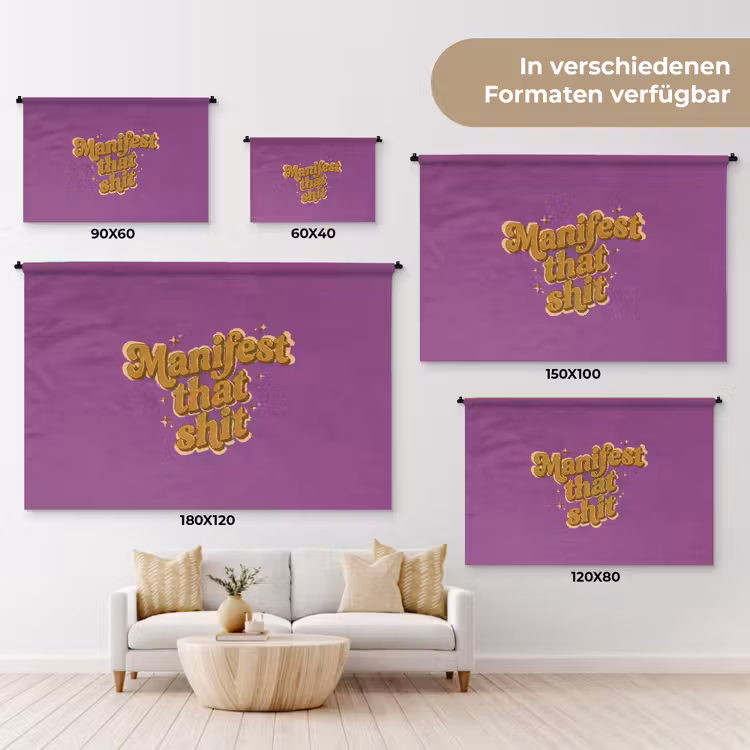 Manifest that shit - Paars - Glitter Wandkleed katoen klein -tsfeer8_DE