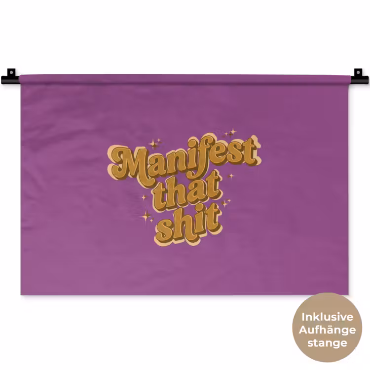 Manifest that shit - Paars - Glitter Wandkleed katoen klein -t3d_DE