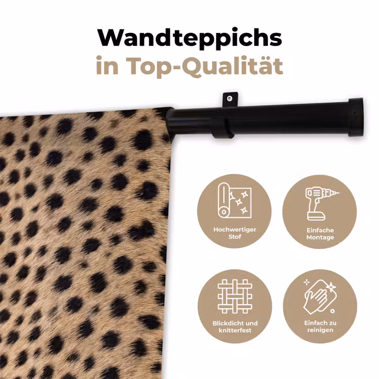 Vacht - Jachtluipaard - Zwart - Wit Wandkleed katoen klein -tsfeer2_DE