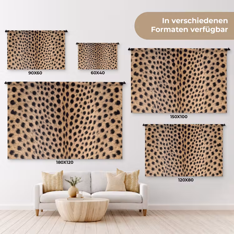Vacht - Jachtluipaard - Zwart - Wit Wandkleed katoen klein -tsfeer8_DE