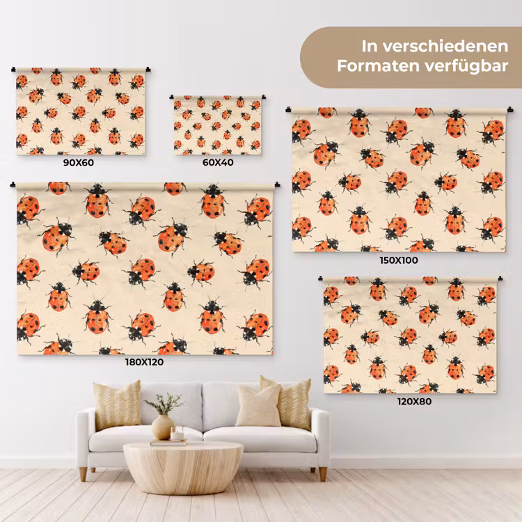 Lieveheersbeestjes - Patroon - Rood Wandkleed katoen klein 269 -tsfeer8_DE
