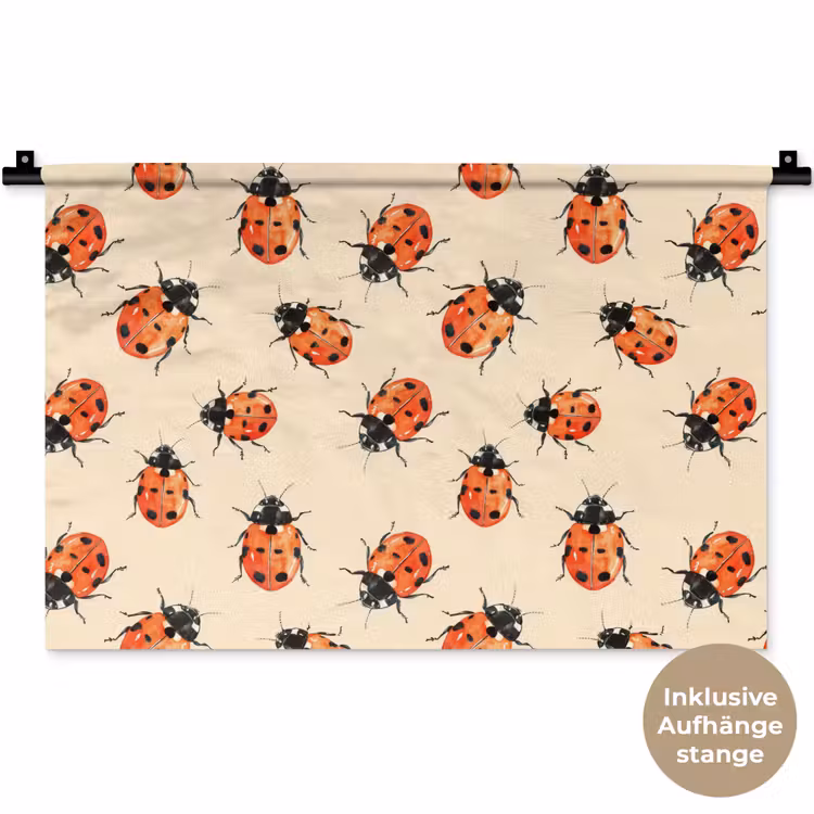 Lieveheersbeestjes - Patroon - Rood Wandkleed katoen klein 269 -t3d_DE