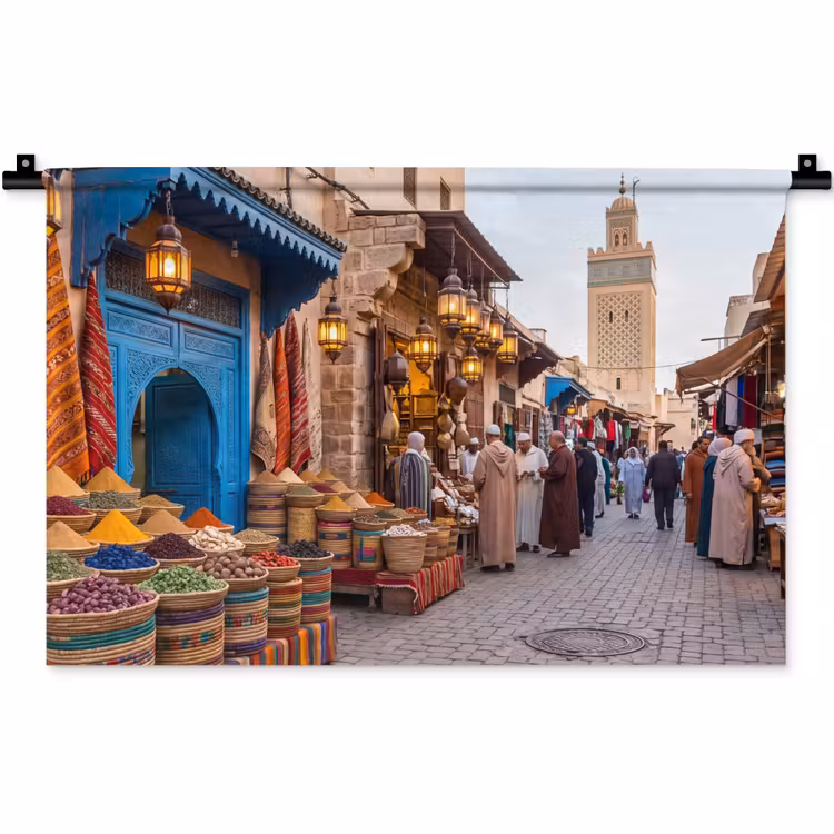 Wandteppich - Markt – Orientalisch – Farbenfroh - Markt - Oosters - Kleurrijk Wandkleed katoen klein