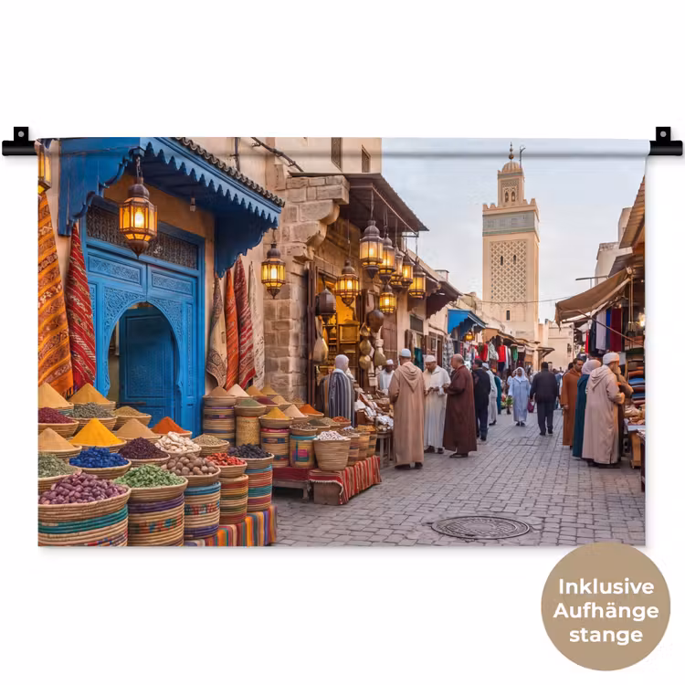 Wandteppich - Markt – Orientalisch – Farbenfroh - Markt - Oosters - Kleurrijk Wandkleed katoen klein