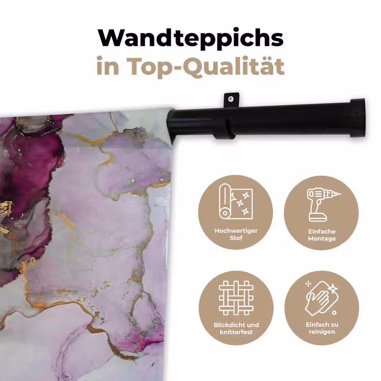 Marmer - Abstract - Goud - Paars Wandkleed katoen klein -tsfeer2_DE
