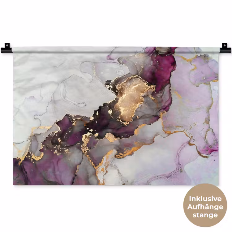 Marmer - Abstract - Goud - Paars Wandkleed katoen klein -t3d_DE