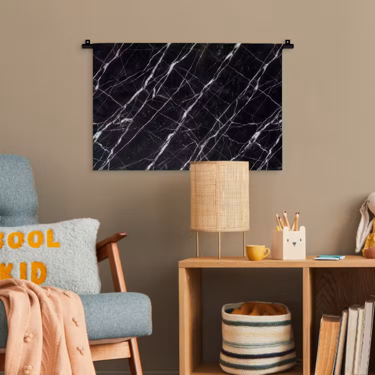 Marmer - Aders - Abstract - Zwart Wandkleed katoen klein -wsfeer4_kind