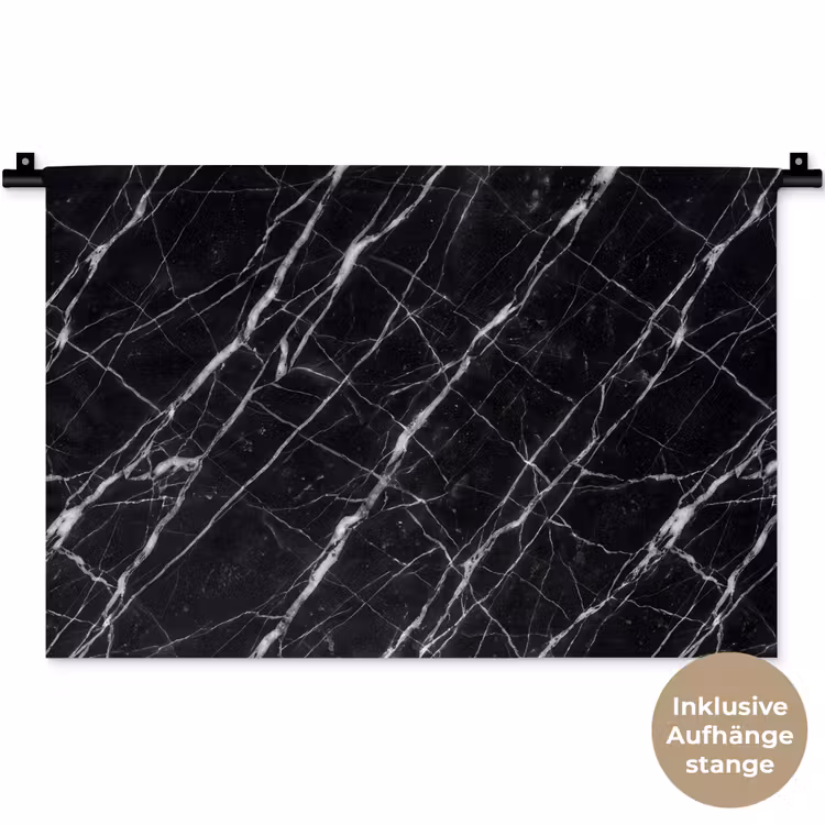 Marmer - Aders - Abstract - Zwart Wandkleed katoen klein -t3d_DE