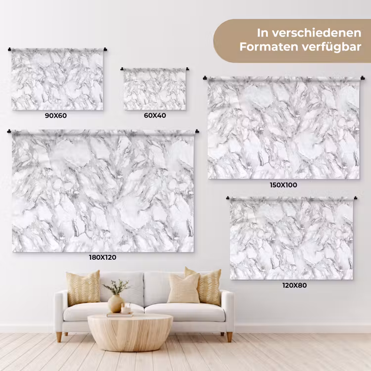 Marmer - Gelaagd - Brekend - Grijsstructuur Wandkleed katoen klein 269 -tsfeer8_DE