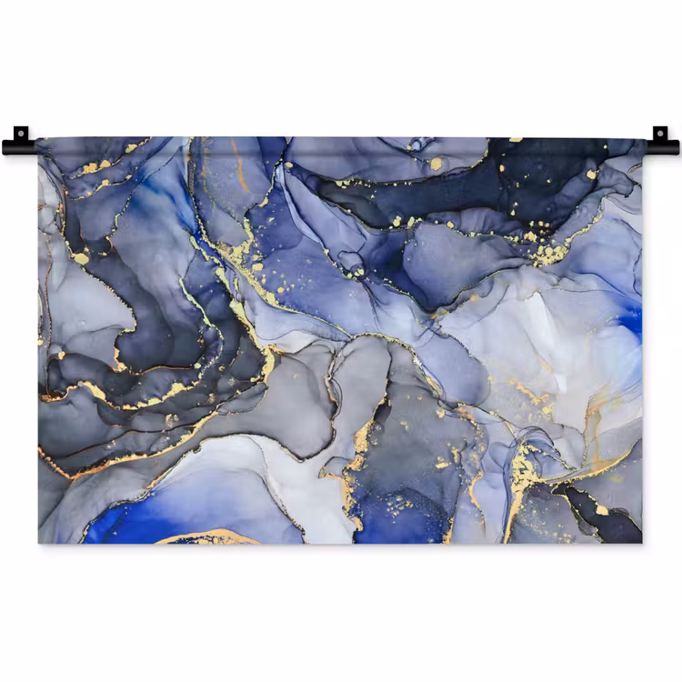 Marmer - Goud - Abstract - Blauw Wandkleed katoen klein -zz3d