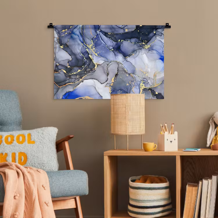 Marmer - Goud - Abstract - Blauw Wandkleed katoen klein -wsfeer4_kind