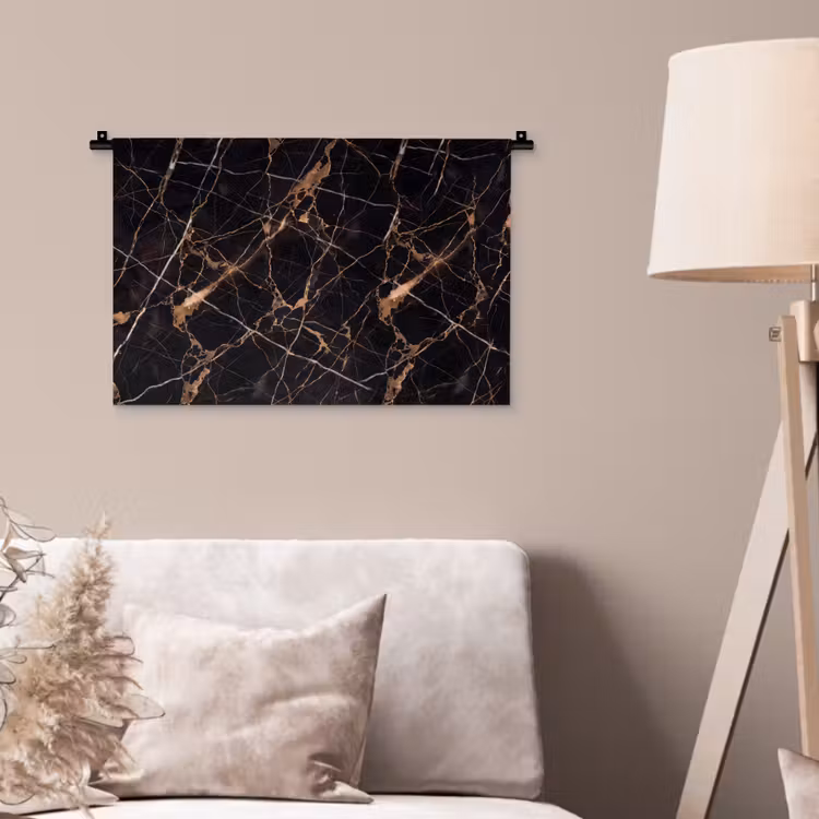 Marmer - Goud - Abstract - Zwart Wandkleed katoen klein -sfeer4