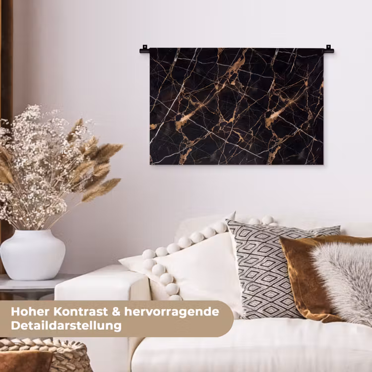 Marmer - Goud - Abstract - Zwart Wandkleed katoen klein -tsfeer1_DE