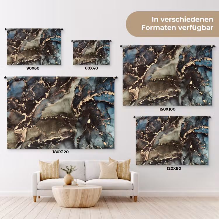Marmer - Goud - Groen Wandkleed katoen klein -tsfeer8_DE