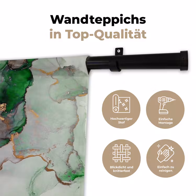 Marmer - Goud - Groen - Luxe Wandkleed katoen klein -tsfeer2_DE