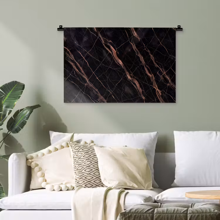 Marmer - Goud - Patroon - Luxe - Zwart Wandkleed katoen klein -sfeer7