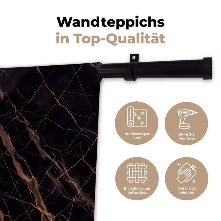 Marmer - Goud - Patroon - Luxe - Zwart Wandkleed katoen klein -tsfeer2_DE