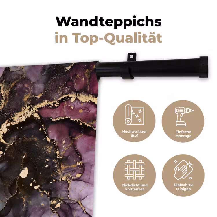 Marmer - Gold - Steen - Abstract Wandkleed katoen klein -tsfeer2_DE