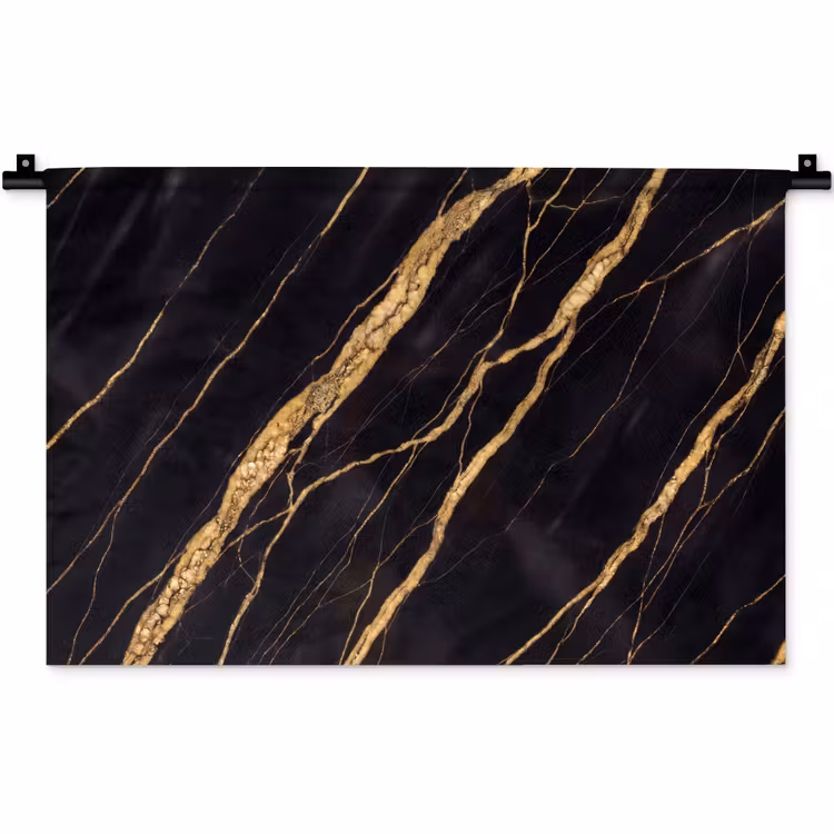 Marmer - Goud - Textuur - Abstract - Zwart Wandkleed katoen klein -zz3d