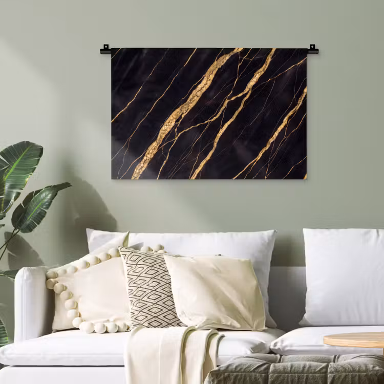 Marmer - Goud - Textuur - Abstract - Zwart Wandkleed katoen klein -sfeer7