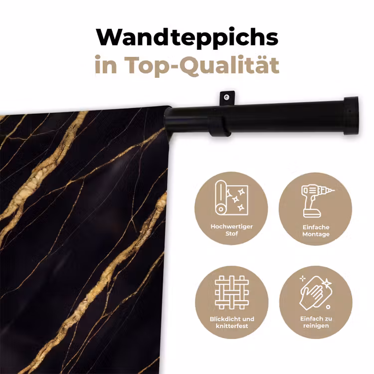 Marmer - Goud - Textuur - Abstract - Zwart Wandkleed katoen klein -tsfeer2_DE