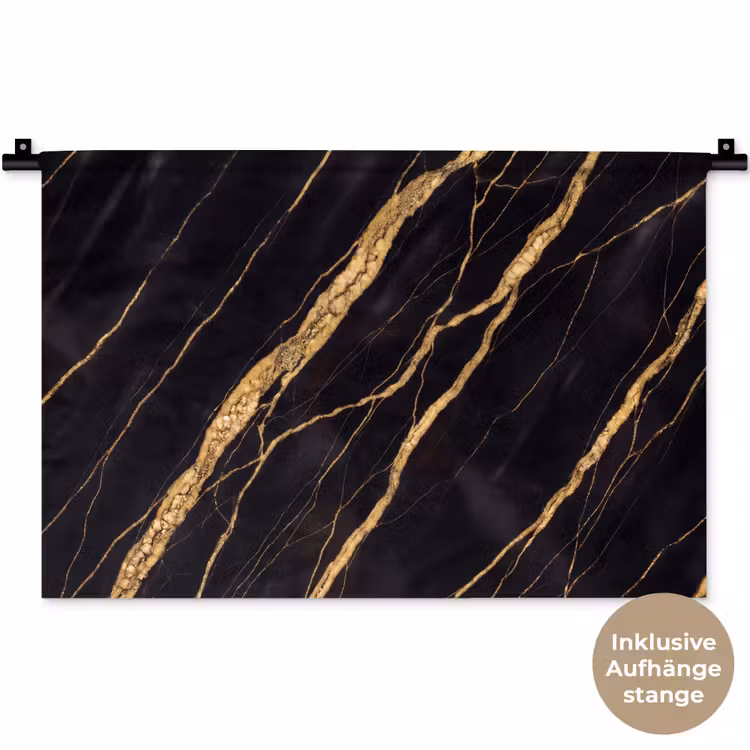 Marmer - Goud - Textuur - Abstract - Zwart Wandkleed katoen klein -t3d_DE