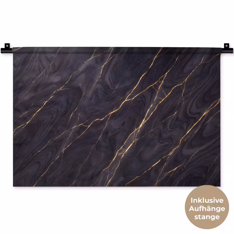 Marmer - Goudaders - Abstract - Modern - Zwart Wandkleed katoen klein -t3d_DE