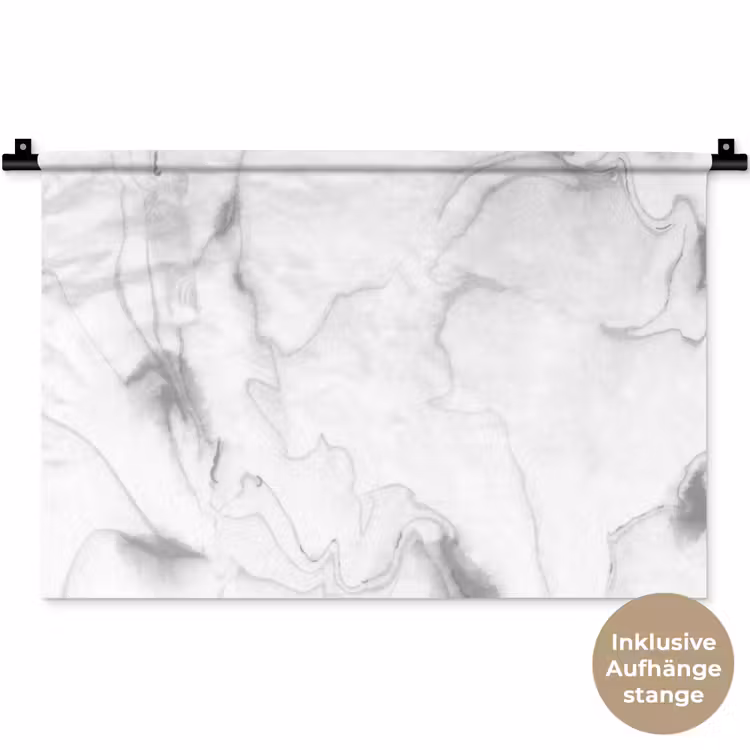 Marmer - Grijs - Wit - Abstract - Marmerlook Wandkleed katoen klein -t3d_DE