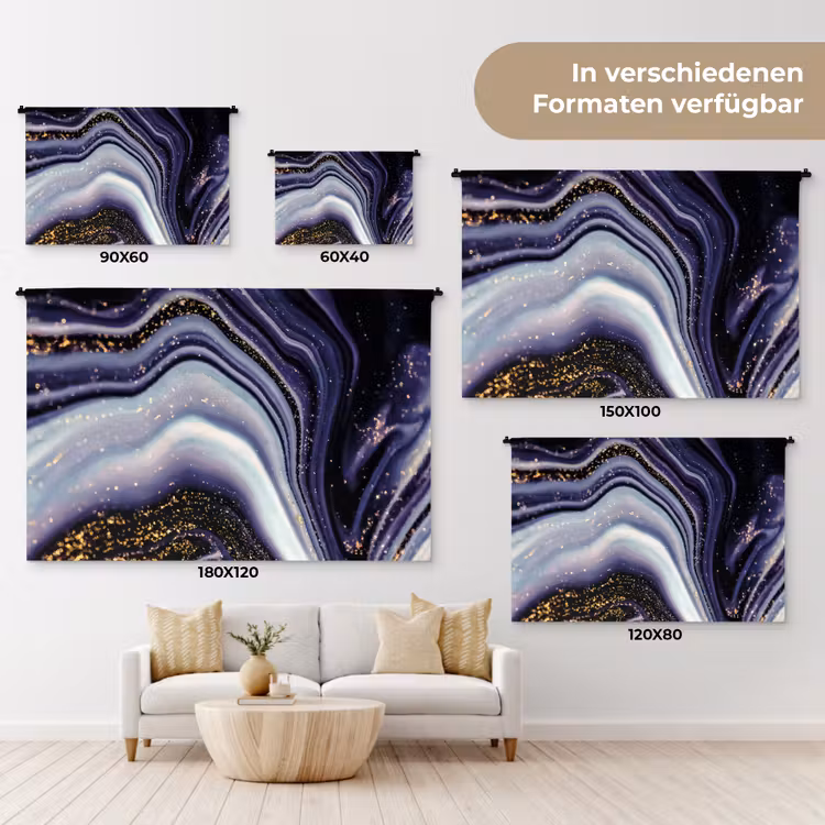 Marmer - Paars - Luxe - Marmerlook - Glitter Wandkleed katoen klein -tsfeer8_DE