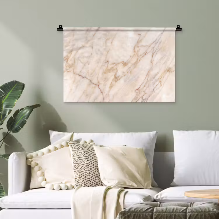 Marmer - Ader - Abstract - Wit - Goud Wandkleed katoen klein -sfeer7
