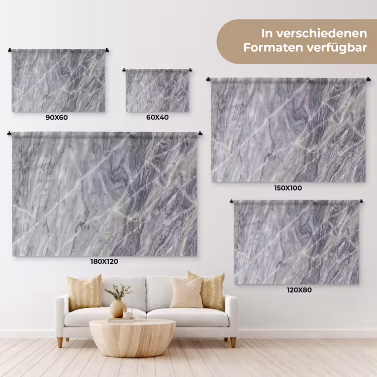 Marmer - Ader - Patroon - Abstract - Grijs Wandkleed katoen klein -tsfeer8_DE
