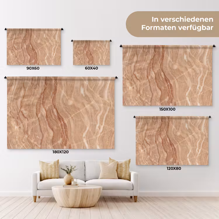 Marmer - Ader - Natuur - Abstract - Beige Wandkleed katoen klein -tsfeer8_DE
