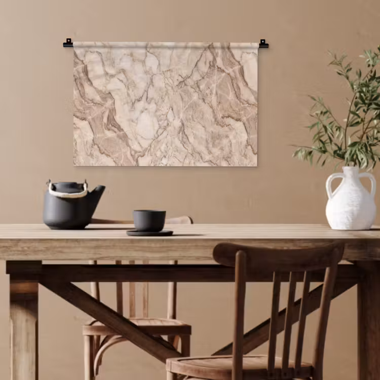 Marmer - Aderen - Textuur - Beige - Modern Wandkleed katoen klein -sfeer6