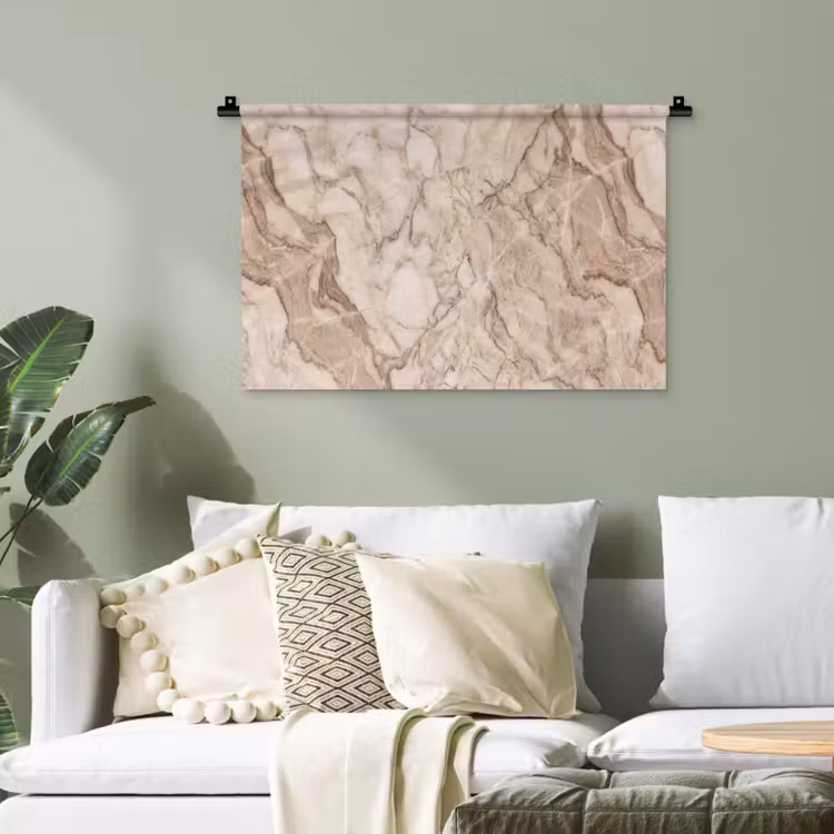 Marmer - Aderen - Textuur - Beige - Modern Wandkleed katoen klein -sfeer7