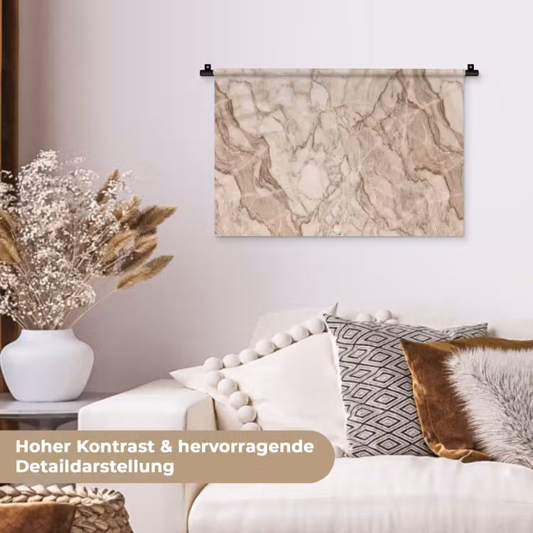 Marmer - Aderen - Textuur - Beige - Modern Wandkleed katoen klein -tsfeer1_DE